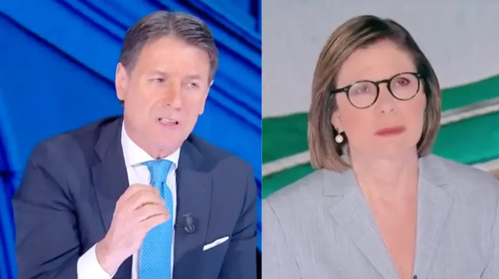 Mario Sechi e Giuseppe Conte durante il confronto a È sempre Cartabianca